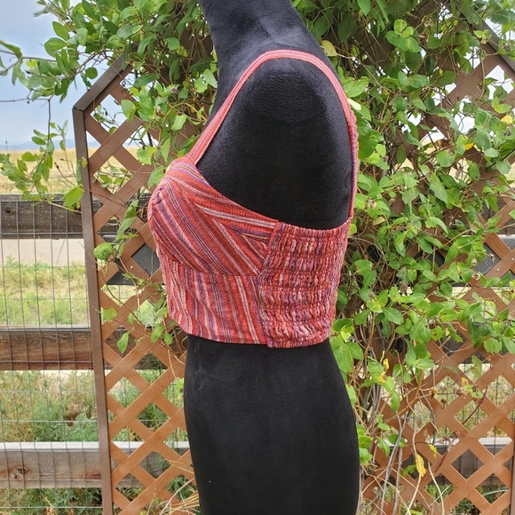 NWT American Eagle Cropped Corset Top Size XS Red Striped - Picture 8 of 13